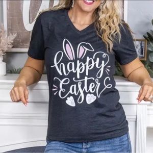 Love In Faith Happy Easter Dark Heather Gray Graphic Tee New In Pack Size: XL